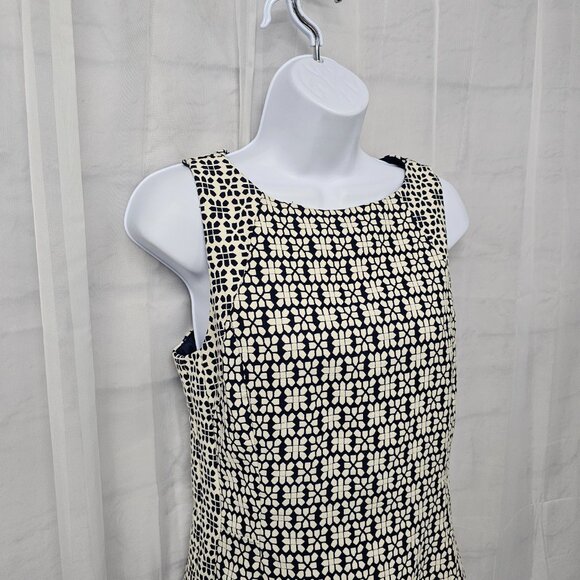 Banana Republic Navy Blue Bone Jacquard Sleeveless Sheath Dress Retro 6 - Picture 3 of 12
